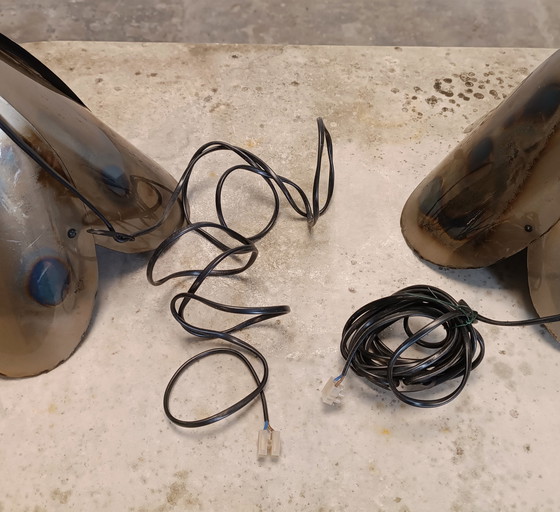 Image 1 of Set di 2 lampade a sospensione in metallo a forma di fiore