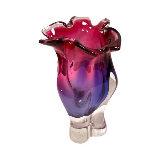 Image 1 of Josef Hospodka Chribska Vintage Vase Czechoslovakia 1960s Art Glass Sommerso