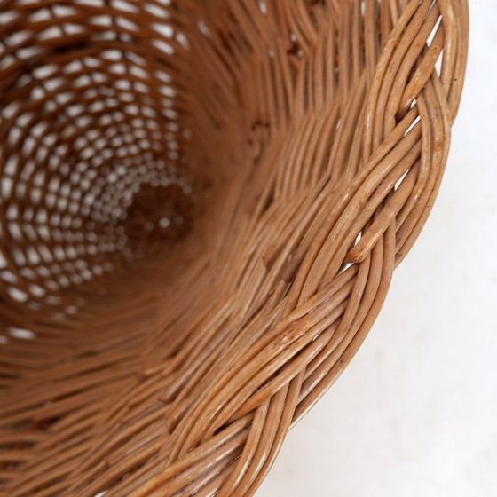 Image 1 of Grande cesto vintage in metallo nero e vimini - anni '60