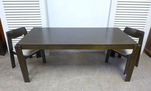 belle table de salle à manger extensible brutaliste en wengé