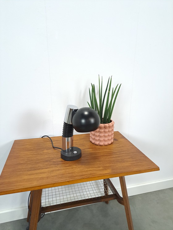 Image 1 of Design Lamp Hillenbrand Met Chroom En Zwarte Kap