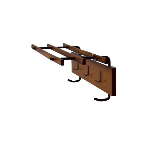 Appendiabiti da parete vintage in teak, stile scandinavo, anni '60