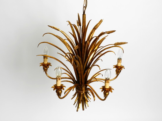 Image 1 of Beautiful Huge 1970S Gold-Plated 5-Arm Tall Metal Chandelier By Hans Kögl