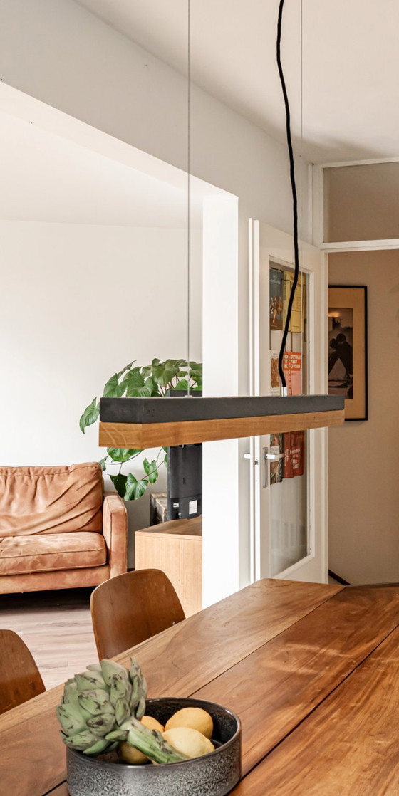 Image 1 of Dark Grey Concrete & Oak Wood Pendant Light