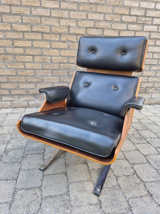 Image 1 of Fauteuil design / chaise longue des années 1960, contreplaqué chromé