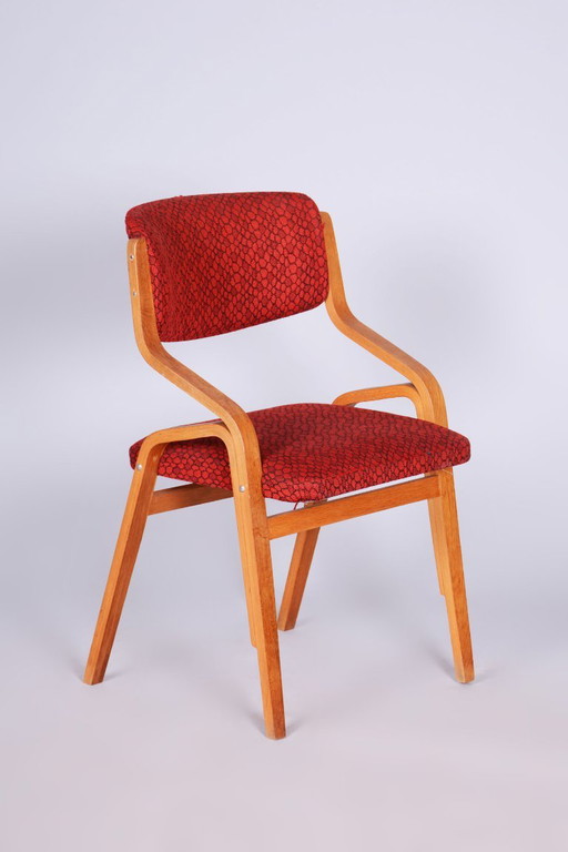 Chaise originale de style Mid-Century, par Ludvik Volak, érable, République tchèque, années 1960 – stoelen fauteuils, Textile