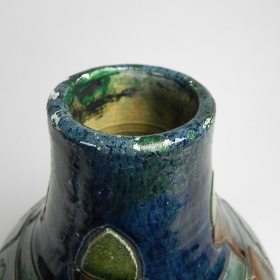 Image 1 of Flemish Art Deco vase with acorn and oak leaf motifs, 1920s