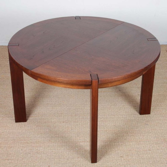 Image 1 of Round extendable wooden dining table produced by Monopoly, 1970