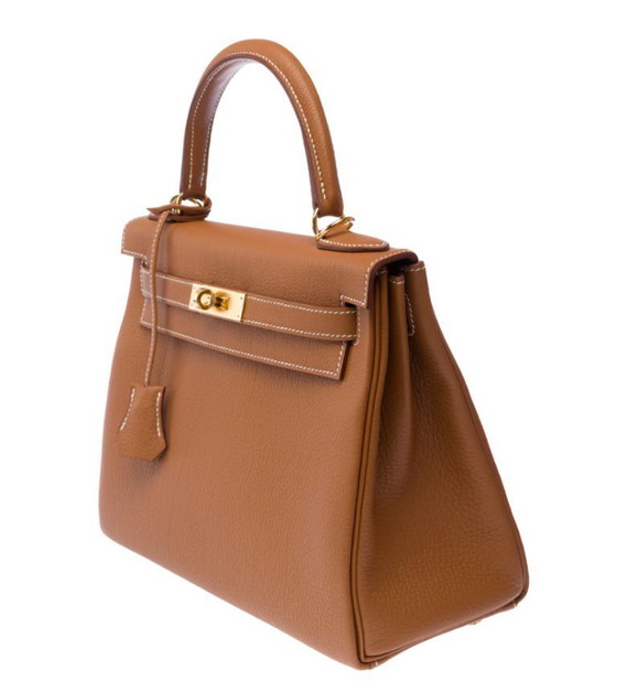 Image 1 of Sac HERMES Kelly 28 en Cuir Doré - 103350