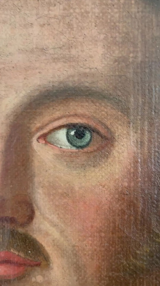 Image 1 of Peinture à l'huile originale ancienne représentant un officier, grand portrait d'homme.
