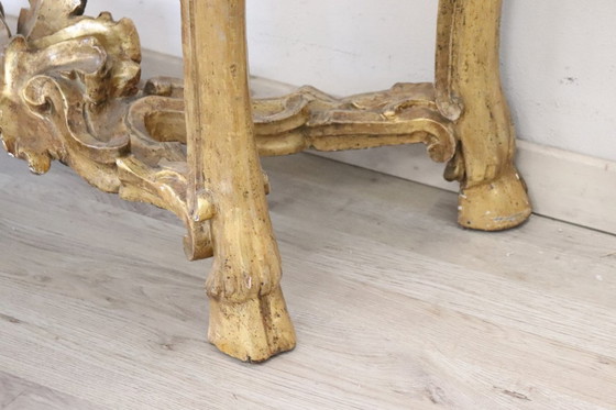 Image 1 of Antiker Konsolentisch aus Gildeholz mit Marmorplatte, Italien 18.