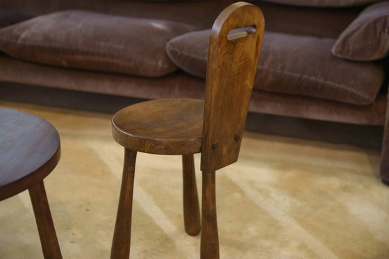 Set of 2 chairs and a brutalist table for children from the 1960s., Dining tables, Wood (photo 9 of 11)