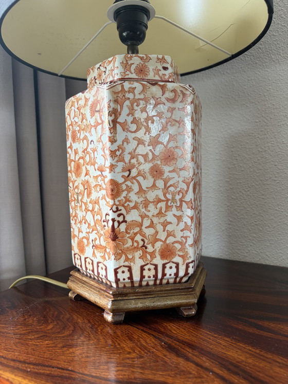 Antiek Vintage Chinese gemberpot lamp – Tafellampen, Ceramic, Textile (photo 2 of 8)