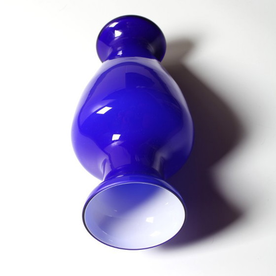 Image 1 of Vase vintage rare en verre de Murano bleu et blanc, milieu du XXe siècle / Italie / années 1970