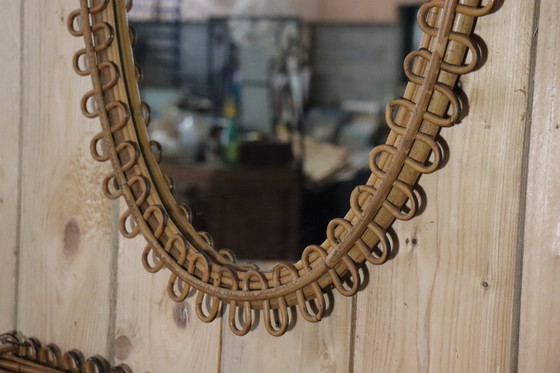 Image 1 of Miroir & sellette rotin Franco Albini