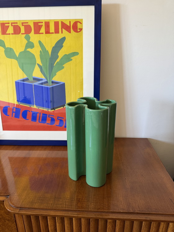 Image 1 of Franco Bettonica, Raro vaso in ceramica verde Space Age, Gabbianelli Italia ca. 1970