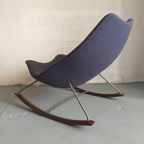 Image 1 of "F595" rocking chair in blue fabric and steel by Geoffrey HARCOURT for Artifort - 1960s