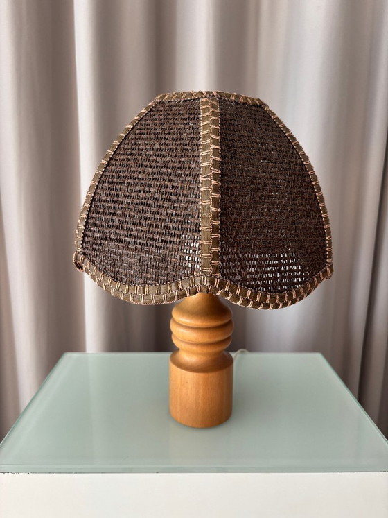 Lampe de table vintage tressée – Bois et rotin – Années 1970 – Wood (photo 6 of 11)