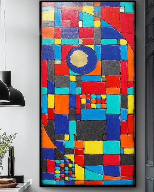Cubisme A1347 - peinture abstraite XXXL 210cm