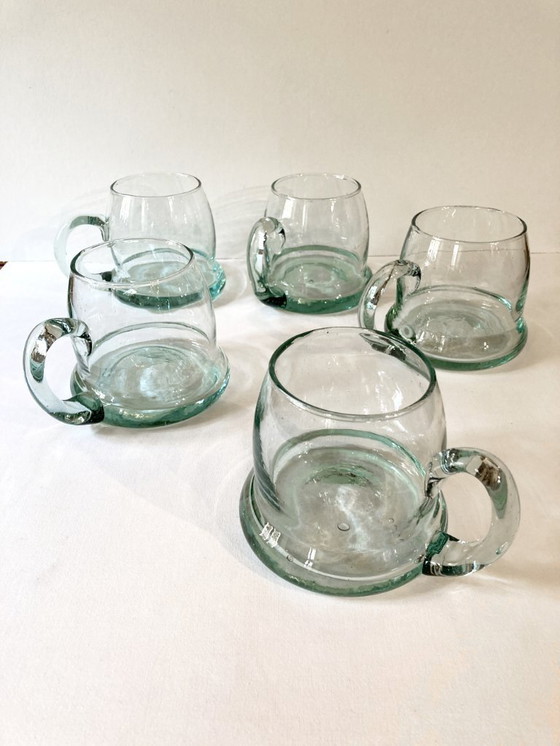 Image 1 of 5 Bierkrüge aus blasenfreiem, mundgeblasenem Glas