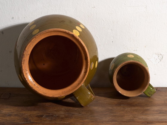 Pair of Vintage Glazed Ceramic Jugs, Central Europe, circa 1930, Crockery, Red (photo 8 of 10)