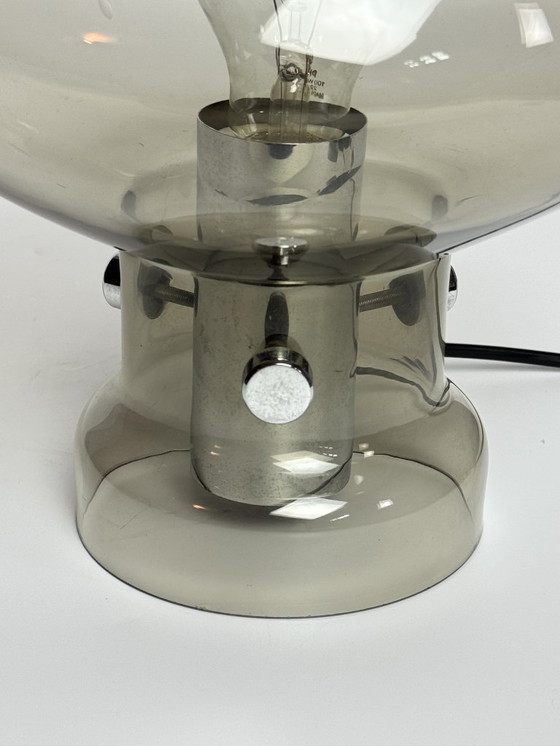Image 1 of Vintage Design Smoked Glass Table Lamp by F. Nettelhof, Germany, 1960s