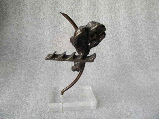 Sculpture en bronze, style abstrait et expressif, 15 cm.