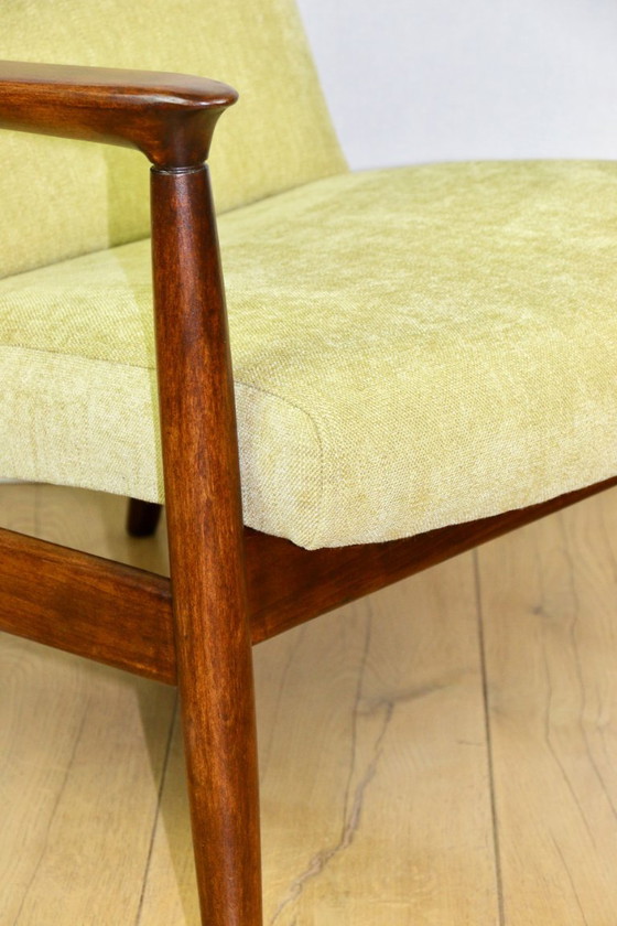 Image 1 of Sillón GFM-64, diseño de Edmund Homa de los años 70, color amarillo limón lima