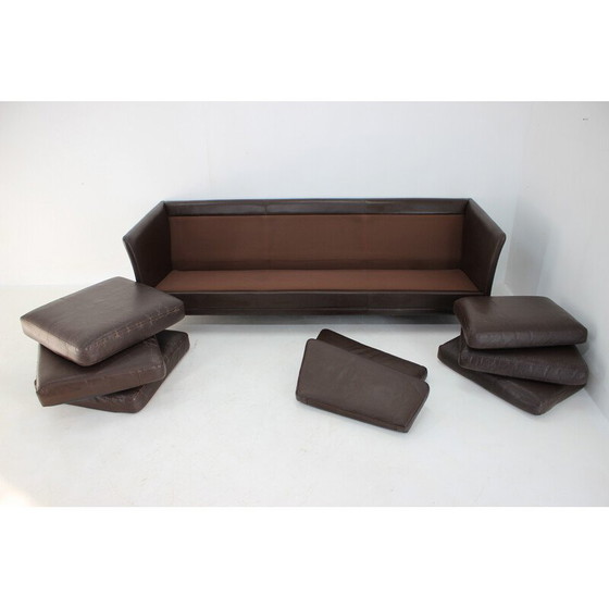 Image 1 of Vintage 3 seater sofa in brown leather, Denmark 1970