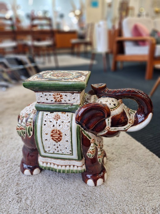 Grande portavasi/elefante in ceramica vintage anni '70