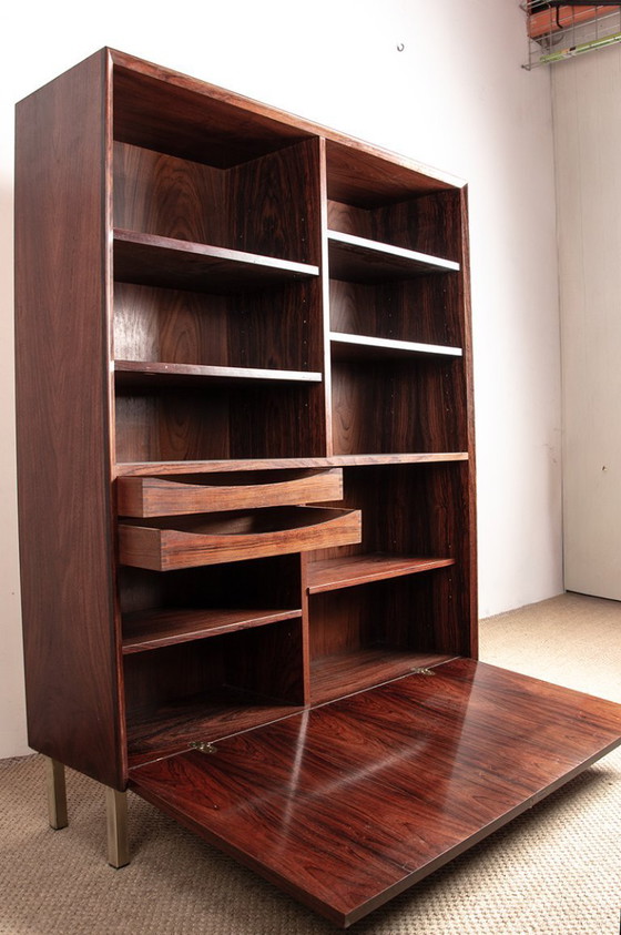 Image 1 of Regal- und Bareinheit, dänisch, aus Palisander und Messing, von Erik Brouer für Brouer’s Møbelfabrik 1960.