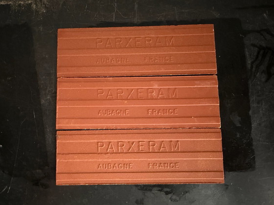 3 tiles Roger Capron Vallauris era Jouve Ruelland Picasso, Wall decoration, Ceramic, Orange (photo 4 of 5)