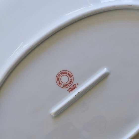 Image 1 of Grand plat ovale ancien en porcelaine de Limoges Haviland décor oiseau