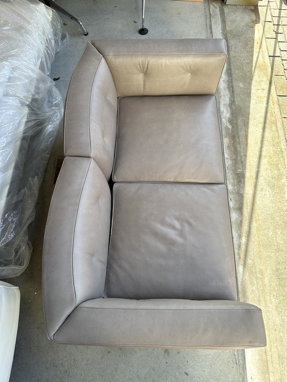 Image 1 of Minotti Dylan Petit canapé – cuir taupe – 160 cm – topconditie