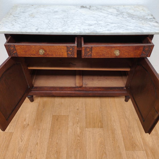 Image 1 of Antike Kommode, Anrichte, Schrank, Waschtisch mit Marmorplatte 302