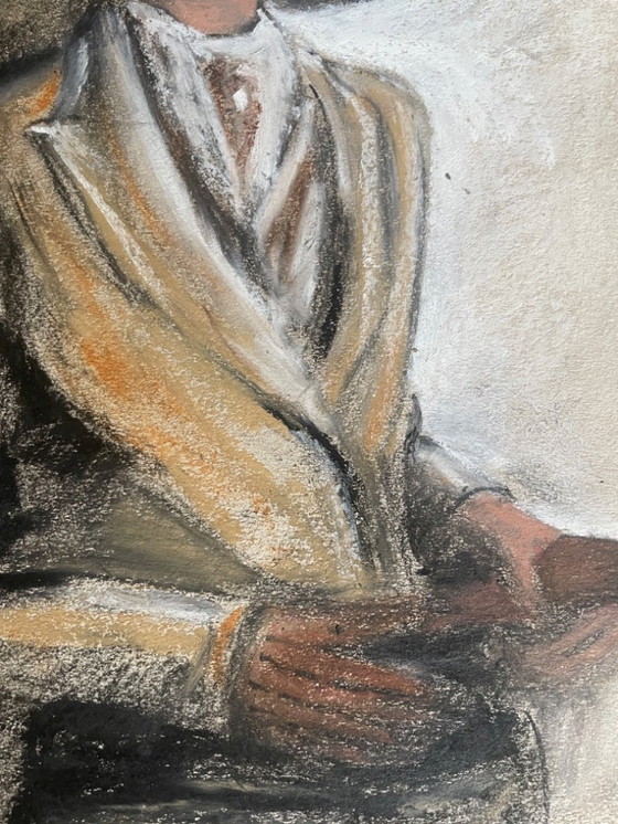 Image 1 of Gesigneerd pastel schilderij, vrouwenportret "elegantie"