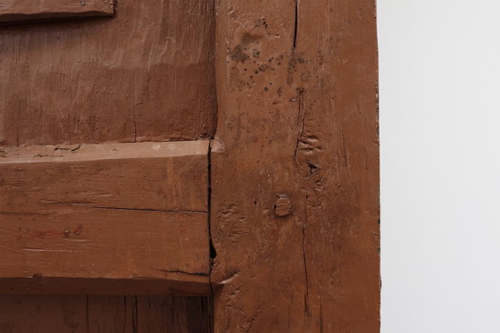 Image 1 of Grote 17e-eeuwse kloosterdeuren in terracotta gelakt eikenhout, Portugal