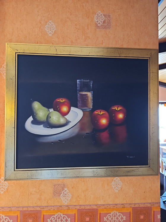 Large oil painting Still Life Apples - Frank Lean - Oil on wood – Paintings & Drawings (photo 5 of 6)
