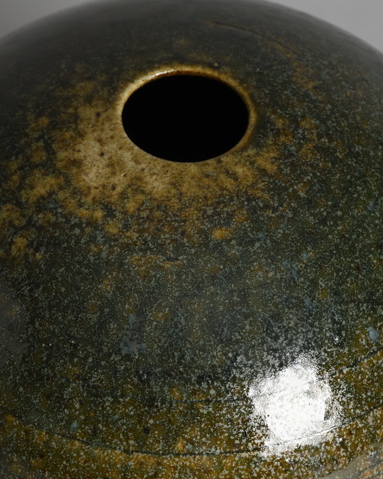 Image 1 of Paire de vases en céramique de Mathies Schwarze - Terre cuite émaillée verte, Allemagne
