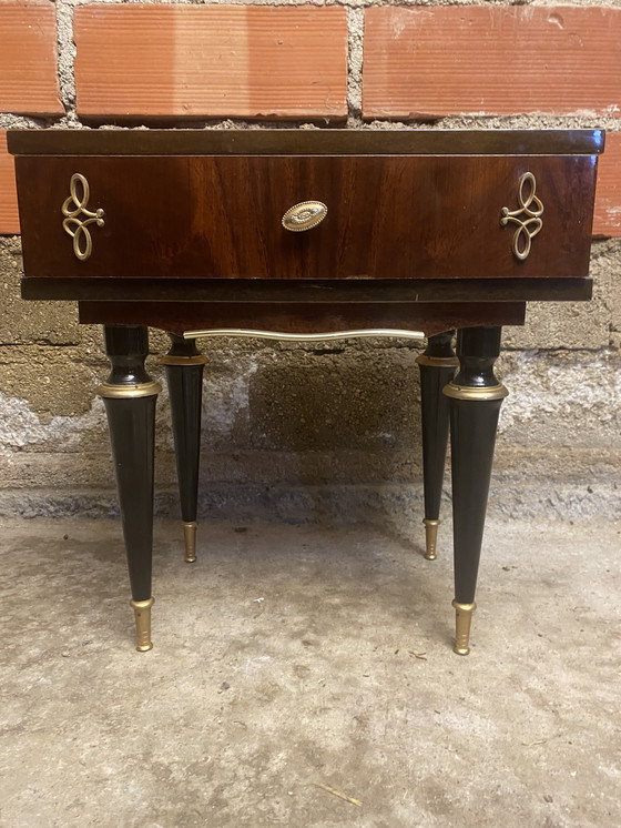 Image 1 of Chevet Ancien Table Nuit N252 Tiroir Bois Laqué Milieu XXeme Vintage #D394