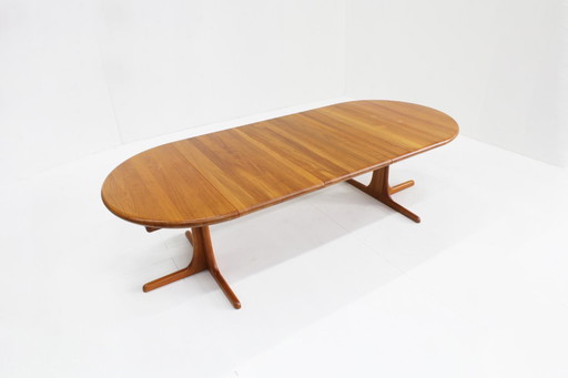 Table de salle à manger ronde extensible vintage danoise en teck massif XL