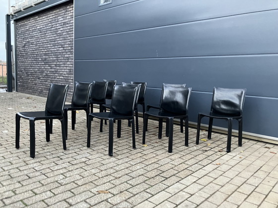 Image 1 of 10x Chaise de cabine Cassina Mario Bellini Harnais en cuir noir