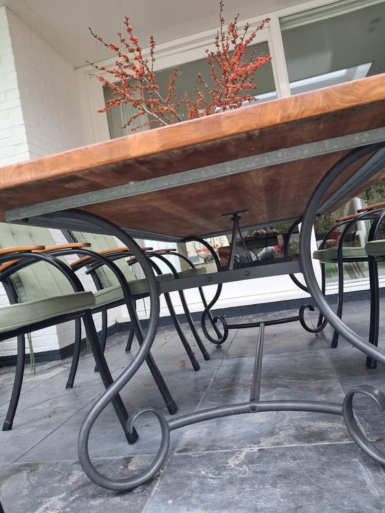 Image 1 of Royal Garden Luxus-Gartenmöbelset aus pulverbeschichtetem Stahl – Teakholzplatte