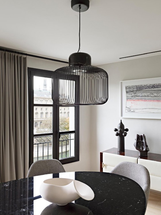 Paire de Suspensions Design B-Lux Keshi S50 Noire Métal & Marbre Marquina – Belux, Metal, Marble (photo 3 of 5)