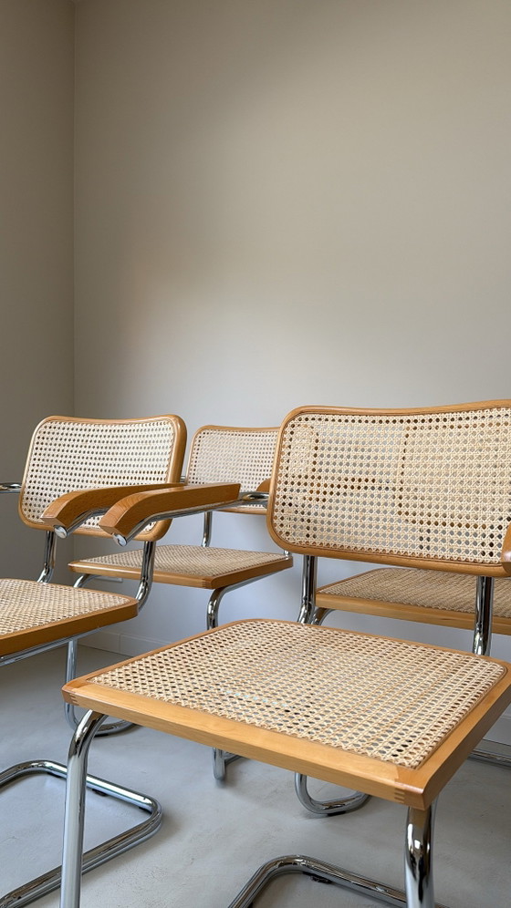 Vier vintage Cesca stoelen – Eetkamerstoelen, Hout, Rieten (photo 4 of 9)