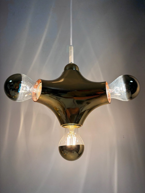 Vintage Cosack 'Gemini' Designer/Manufacturer: Gebrüder Cosack Molecule-Atomic Pendant lamp 1970s Gold, Metal (photo 4 of 14)
