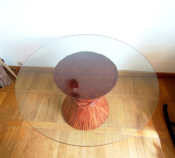 Image 1 of Maugrion for Roche Bobois, circa 1980 Table from the Le Rotin Prestige collection, wheat sheaf model.  Round table base