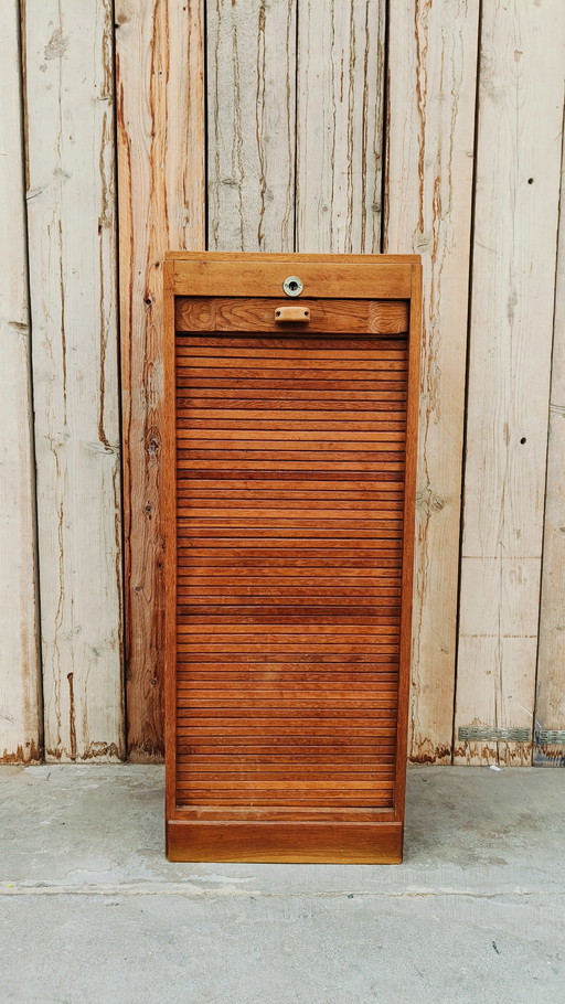 Vintage Industriële Oude Antieke Eikenhout Archiefkast Rolluikkasten