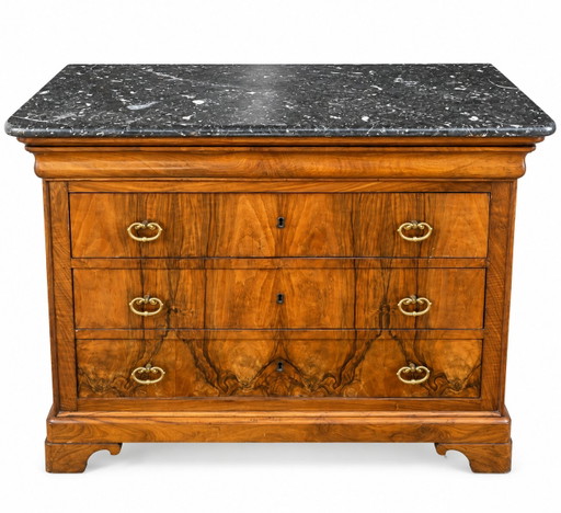 Commode Secrétaire de Style Louis-Philippe XIXe Siècle Placage en Noyer et Ronce de Noyer