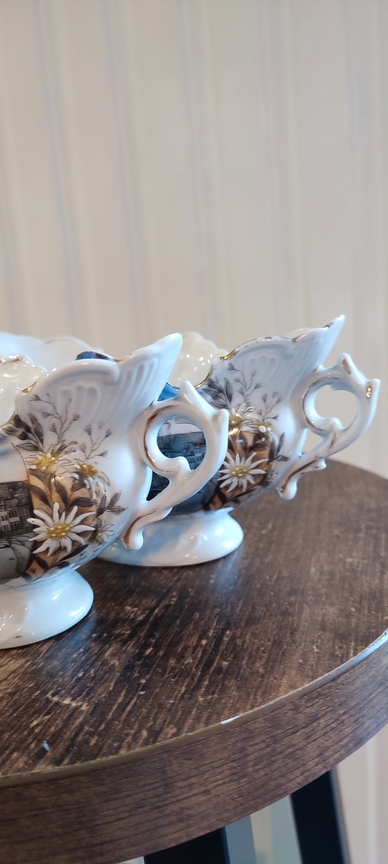 Image 1 of Par de cuencos antiguos de loza "St-Valery-sur-Somme" 1930